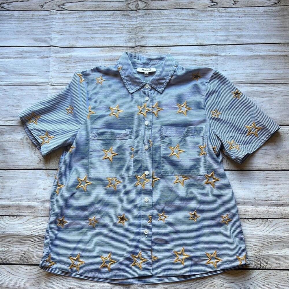 💚 Madewell Star Embroidered Striped Shirt
